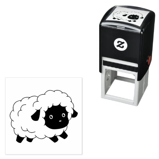 Kute Little Black Nosed Sheep Lamb Zelfinktende Stempel (In situ)