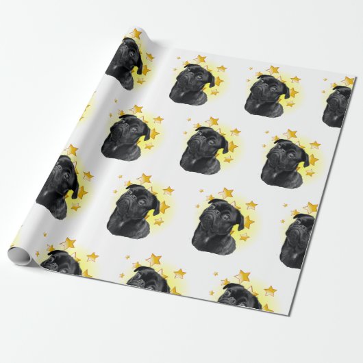 Kute Little Black Pug is een ster Cadeaupapier (Uitgerold)