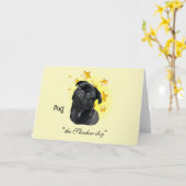 Kute Little Black Pug is een ster Kaart (Gele Bloem)