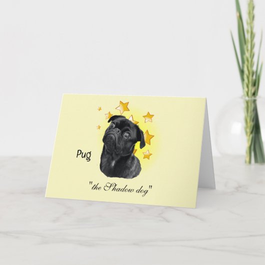 Kute Little Black Pug is een ster Kaart (Voorkant)