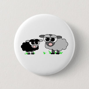 Kute Little Black Sheep en BigGray Sheep Ronde Button 5,7 Cm