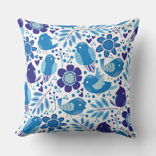 Kute Little Blue Birds Decor Pillow Kussen (Voorkant)