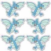 Kute Little Blue en Green Dinosaur Dragons Sticker (Voorkant)