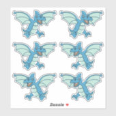 Kute Little Blue en Green Dinosaur Dragons Sticker (Vel)