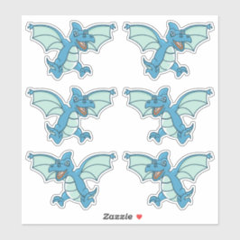 Kute Little Blue en Green Dinosaur Dragons Sticker