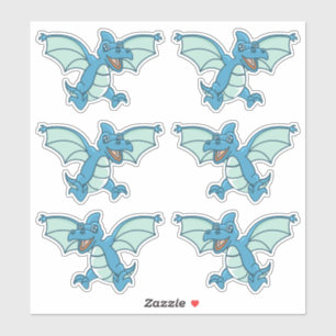 Kute Little Blue en Green Dinosaur Dragons Sticker