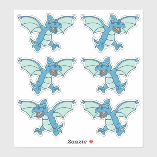 Kute Little Blue en Green Dinosaur Dragons Sticker (Vel)