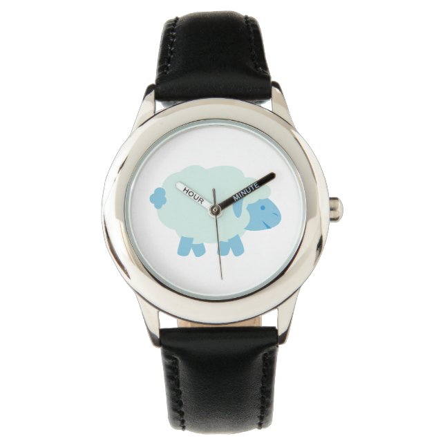 Kute Little Blue Lamb Horloge (Voorkant)