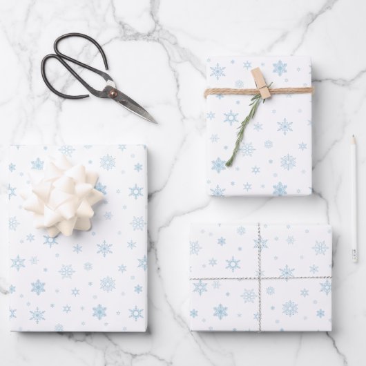 Kute Little Blue Snowflakes Inpakpapier Vel (Voorkant)