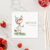 Kute Little Boy in Easter Costume Egg Hunt Custom Servet (Insitu)