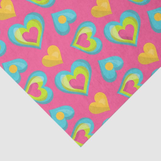 Kute Little Bright Hearts Valentijnsdag Tissuepapier (Detail)