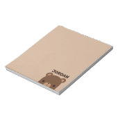 Kute Little Brown Beer met Personal Name Note Notitieblok (Linkerzijde)