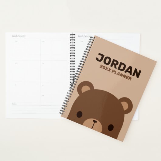 Kute Little Brown Beer met Personeel Name Plan Planner (Display)