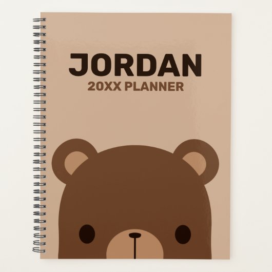 Kute Little Brown Beer met Personeel Name Plan Planner (Voorkant)