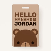Kute Little Brown Beer met persoonlijke naam Badge (Voorkant)