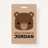 Kute Little Brown Beer met persoonlijke naam Badge (Voorkant)