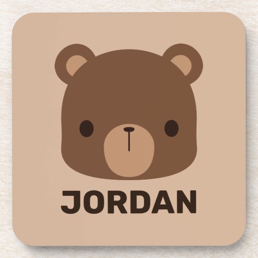 Kute Little Brown Beer met persoonlijke naam Bier Onderzetter (Voorkant)
