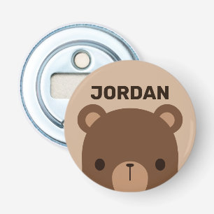 Kute Little Brown Beer met persoonlijke naam Button Flesopener
