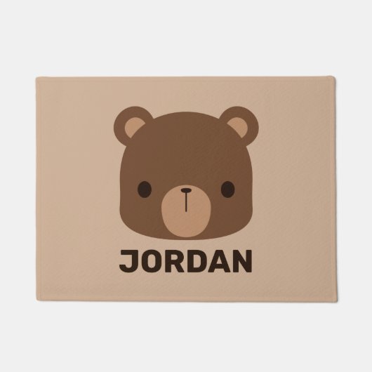 Kute Little Brown Beer met persoonlijke naam Deurmat (Voorkant)