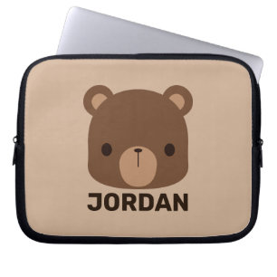 Kute Little Brown Beer met persoonlijke naam Laptop Sleeve