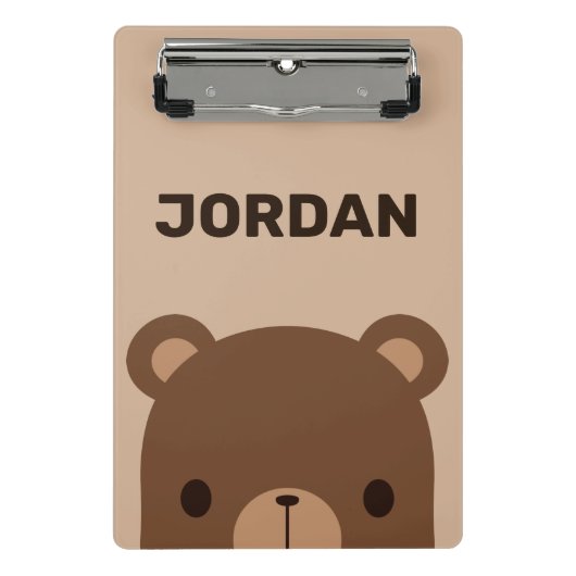 Kute Little Brown Beer met persoonlijke naam Mini Klembord (Voorkant)
