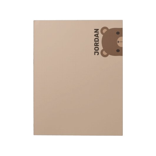 Kute Little Brown Beer met persoonlijke naam Notitieblok (Linkerzijde)