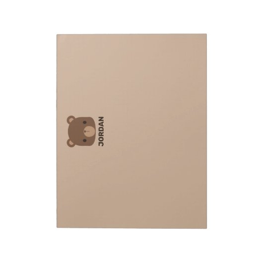 Kute Little Brown Beer met persoonlijke naam Notitieblok (Linkerzijde)