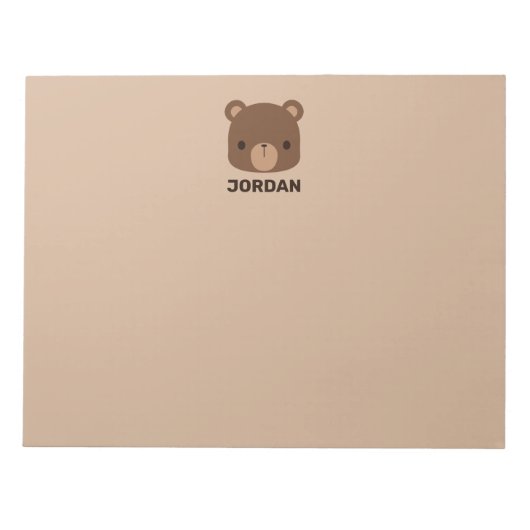 Kute Little Brown Beer met persoonlijke naam Notitieblok (Voorkant)