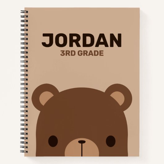 Kute Little Brown Beer met persoonlijke naam Notitieboek (Voorkant)