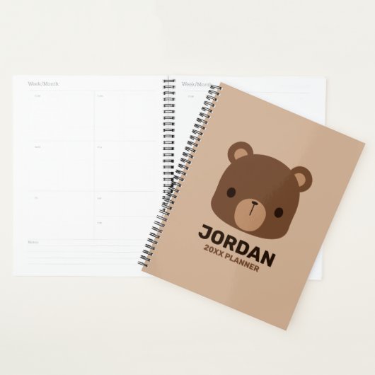 Kute Little Brown Beer met persoonlijke naam Planner (Display)