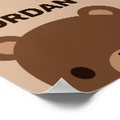 Kute Little Brown Beer met persoonlijke naam Poster (Hoek)