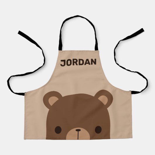 Kute Little Brown Beer met persoonlijke naam Schort (Voorkant)