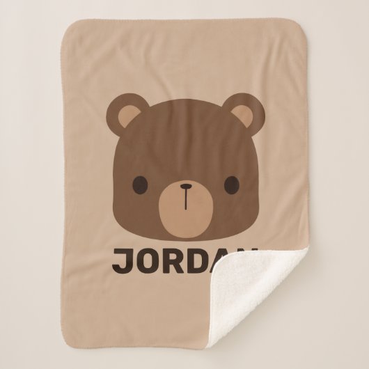 Kute Little Brown Beer met persoonlijke naam Sherpa Deken (Voorkant)
