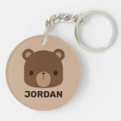 Kute Little Brown Beer met persoonlijke naam Sleutelhanger (Achterkant)
