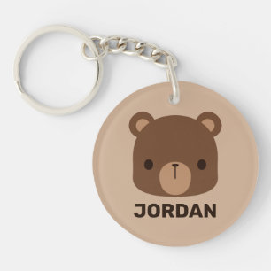 Kute Little Brown Beer met persoonlijke naam Sleutelhanger