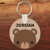 Kute Little Brown Beer met persoonlijke naam Sleutelhanger (Voorkant)