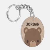 Kute Little Brown Beer met persoonlijke naam Sleutelhanger (Voorkant Links)