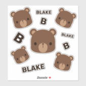 Kute Little Brown Beer met persoonlijke naam Sticker (Vel)