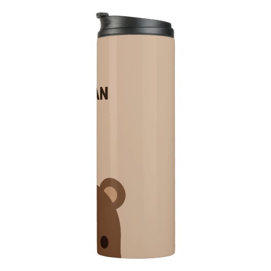 Kute Little Brown Beer met persoonlijke naam Thermosbeker (Geroteerd rechts)