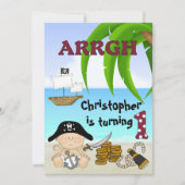 Kute Little Buccaneer ~ Pirate Boy's 1st Birthday Kaart (Voorkant)