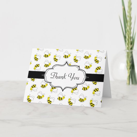Kute Little Bumble Bee Pattern Bedankkaart (Voorkant)