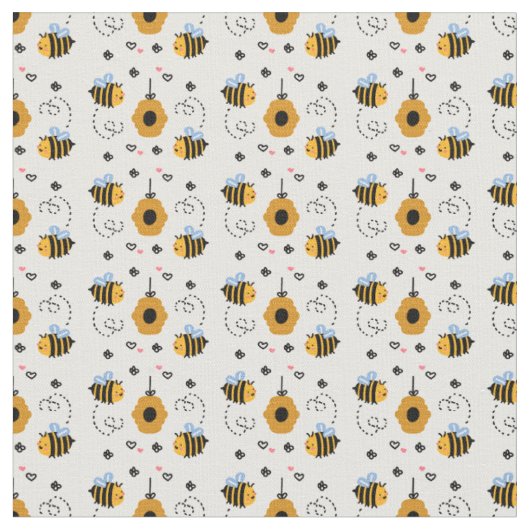 Kute Little Bumble Bee Pattern Stof (Close Up)