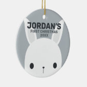 Kute Little Bunny Rabbit First Kerstmis Keramisch Ornament (Rechts)