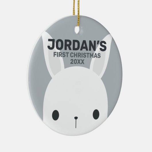 Kute Little Bunny Rabbit First Kerstmis Keramisch Ornament (Rechts)