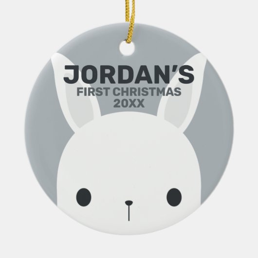 Kute Little Bunny Rabbit First Kerstmis Keramisch Ornament (Voorkant)