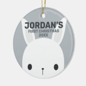 Kute Little Bunny Rabbit First Kerstmis Keramisch Ornament (Links)