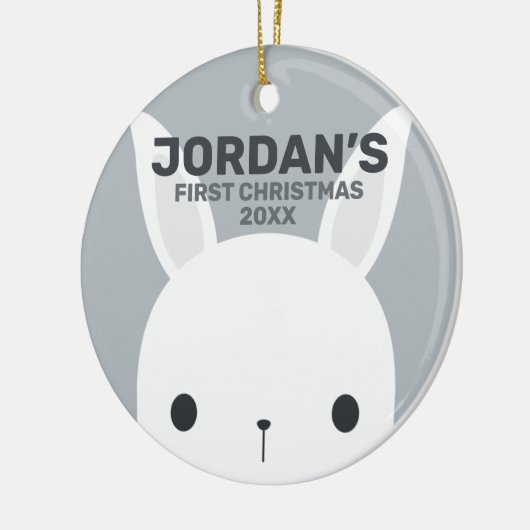 Kute Little Bunny Rabbit First Kerstmis Keramisch Ornament (Links)