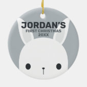 Kute Little Bunny Rabbit First Kerstmis Keramisch Ornament (Achterkant)