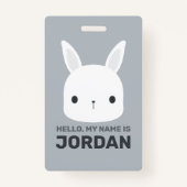 Kute Little Bunny Rabbit met persoonlijke naam Badge (Voorkant)
