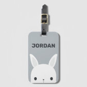 Kute Little Bunny Rabbit met persoonlijke naam Bagagelabel (Voorkant (verticaal))
